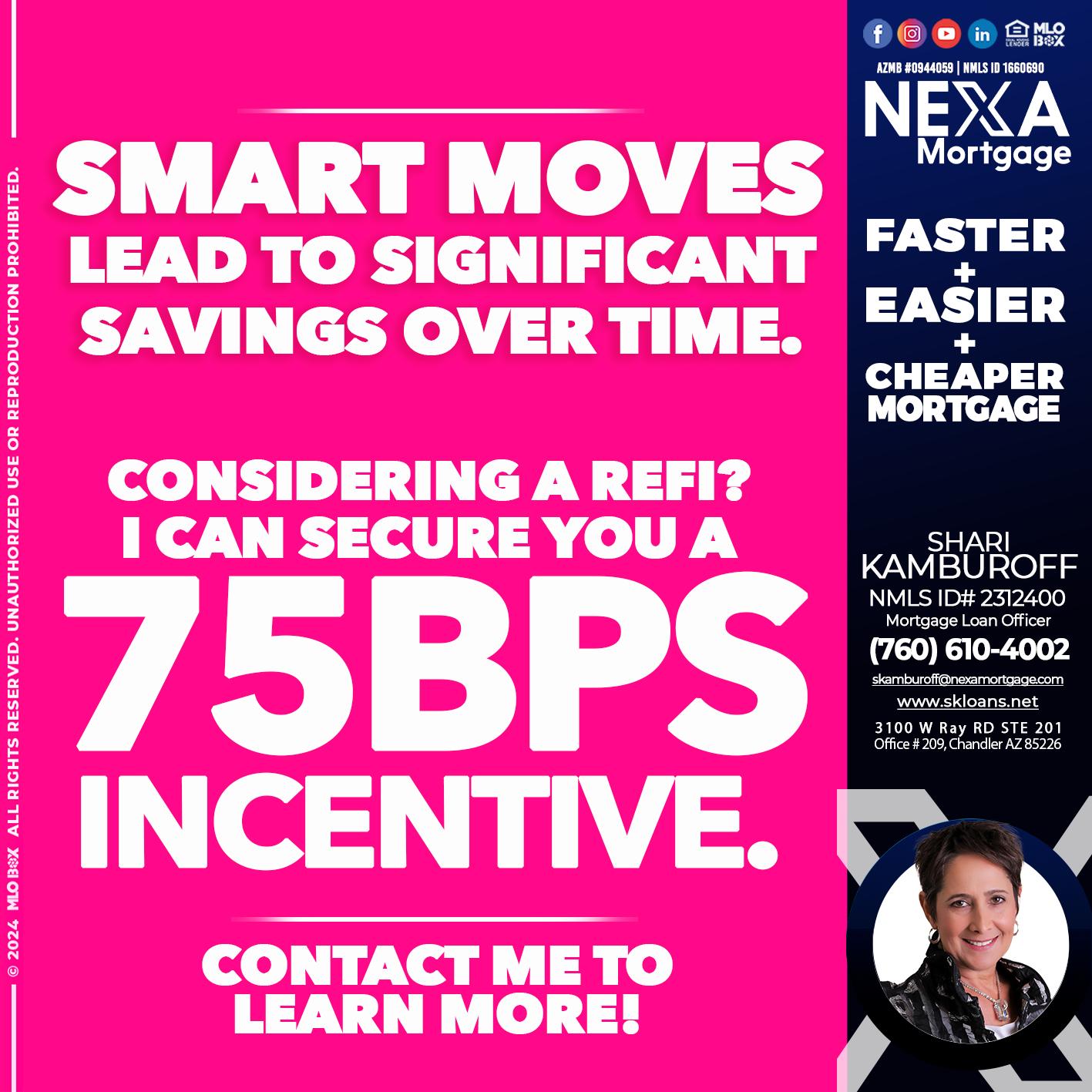 75 BPS - Shari Kamburoff -Mortgage Loan Officer