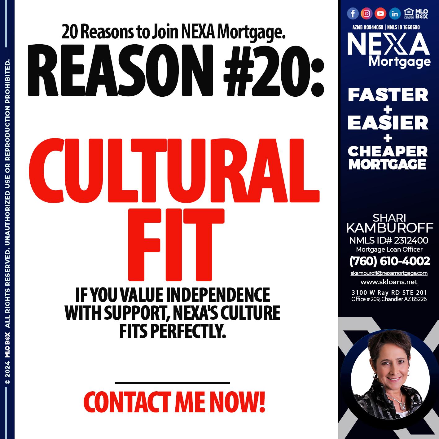 REASON 20 - Shari Kamburoff -Mortgage Loan Officer