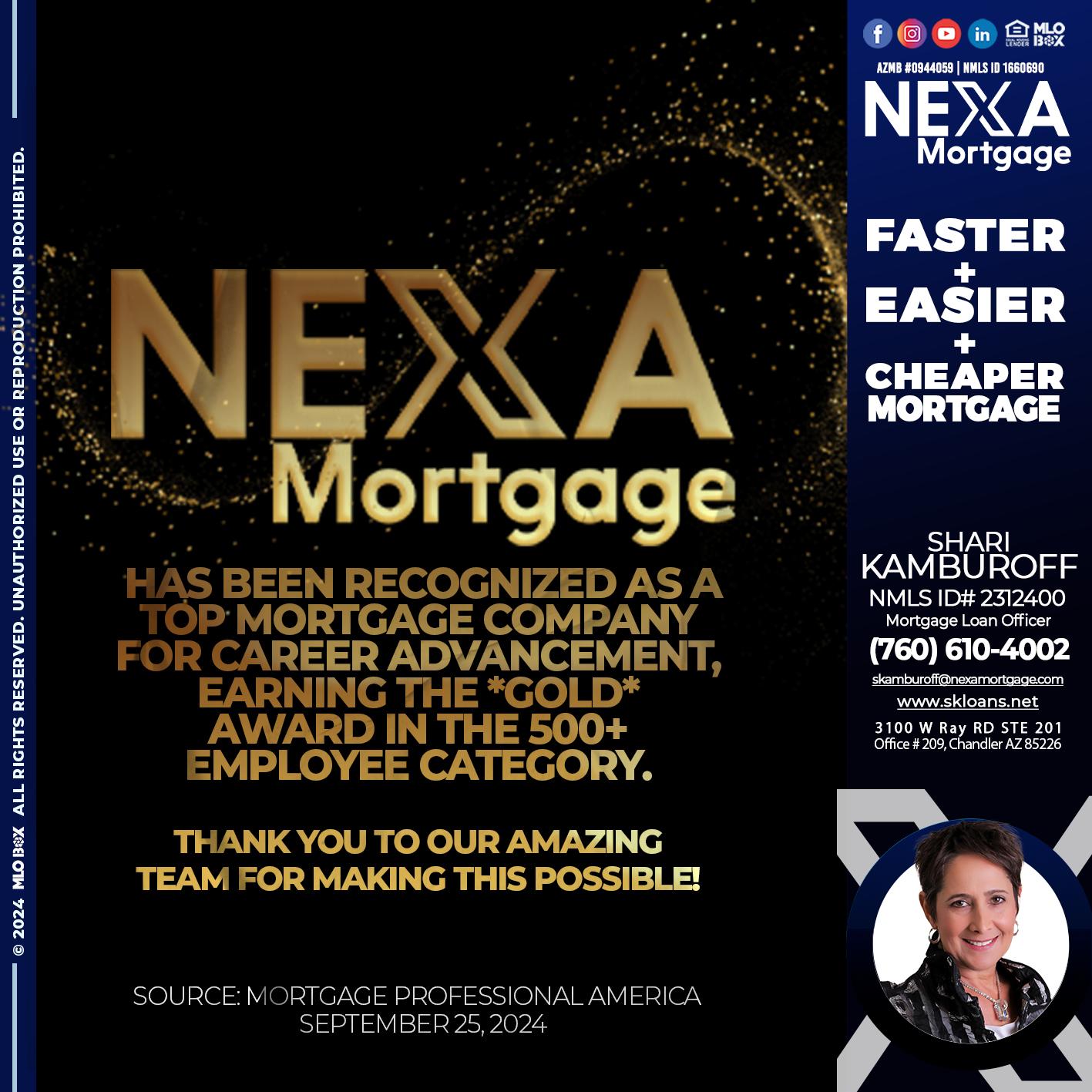 nexa 500 - Shari Kamburoff -Mortgage Loan Officer