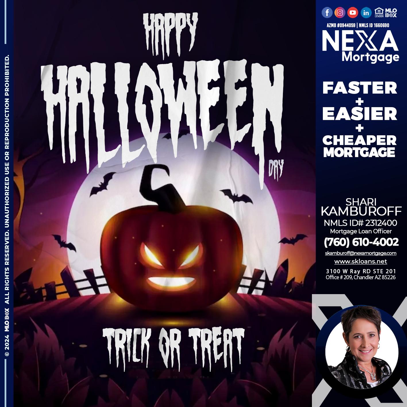 HAPPY HALLOWEEN DAY - Shari Kamburoff -Mortgage Loan Officer