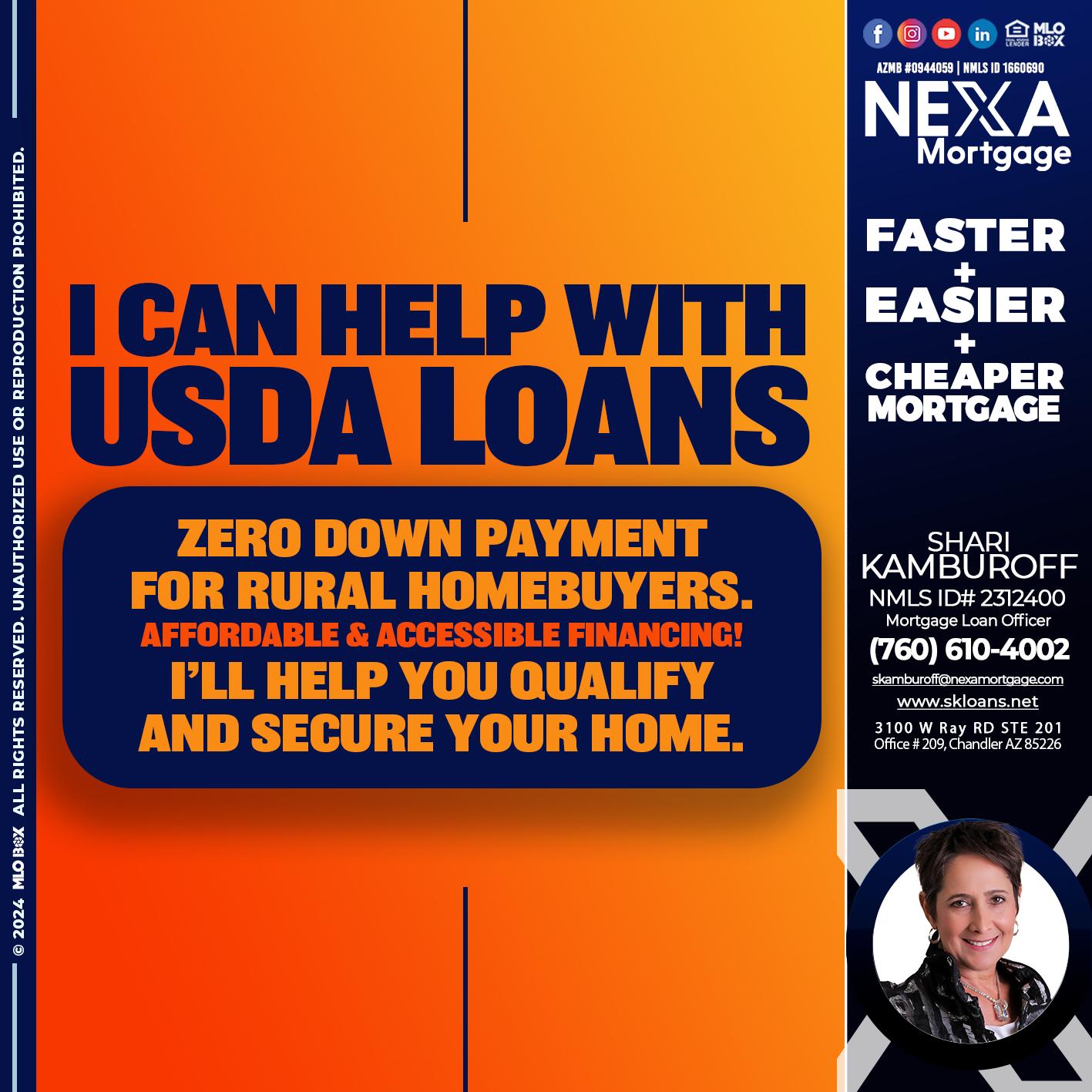 I CAN HELP USDA LOANS - Shari Kamburoff -Mortgage Loan Officer