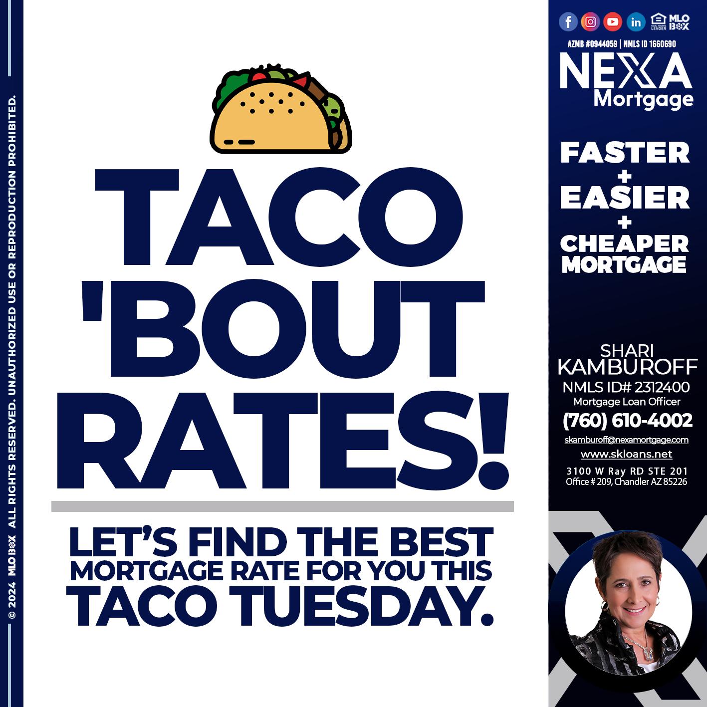 TACO TUESDAY - Shari Kamburoff -Mortgage Loan Officer