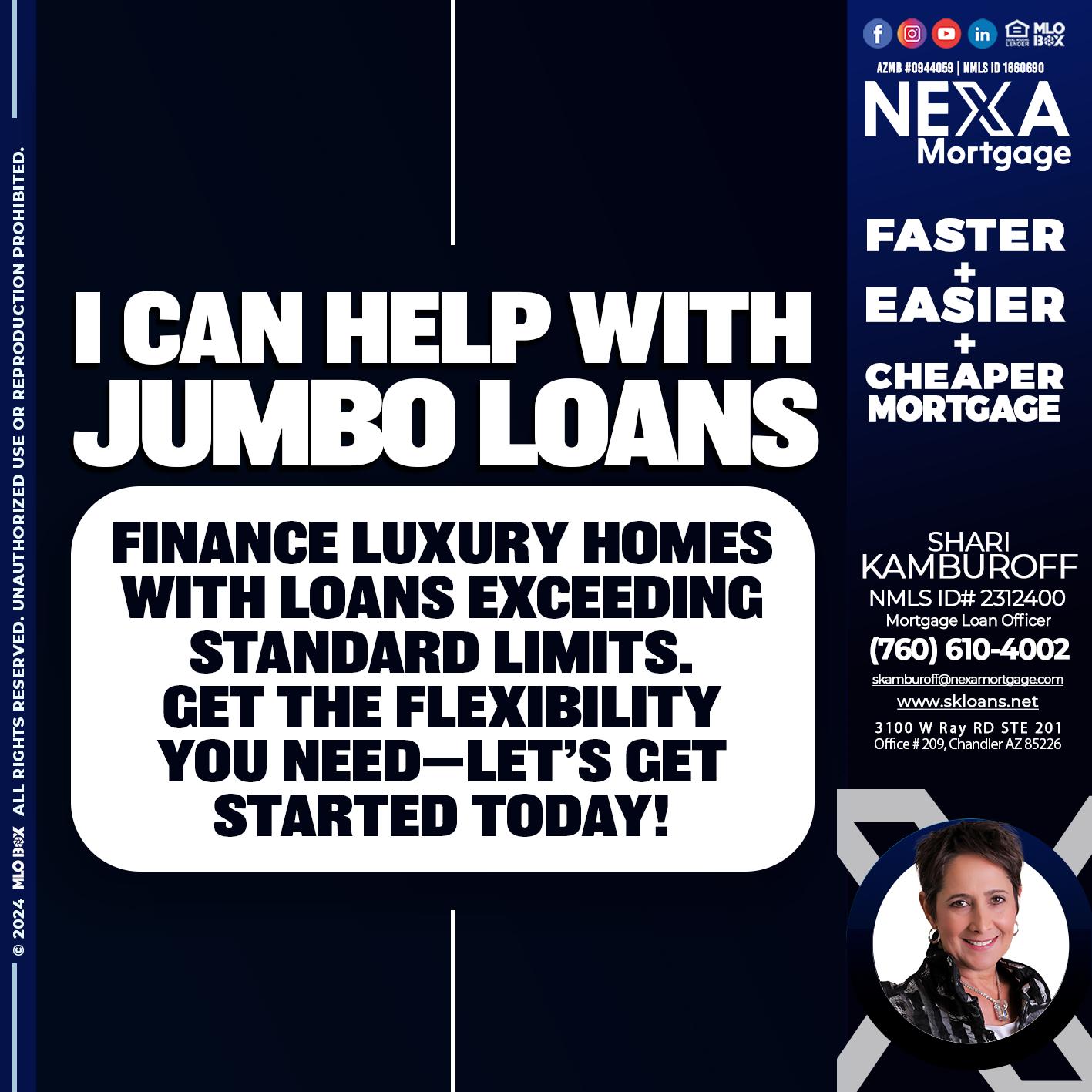 JUMBO LOANS - Shari Kamburoff -Mortgage Loan Officer