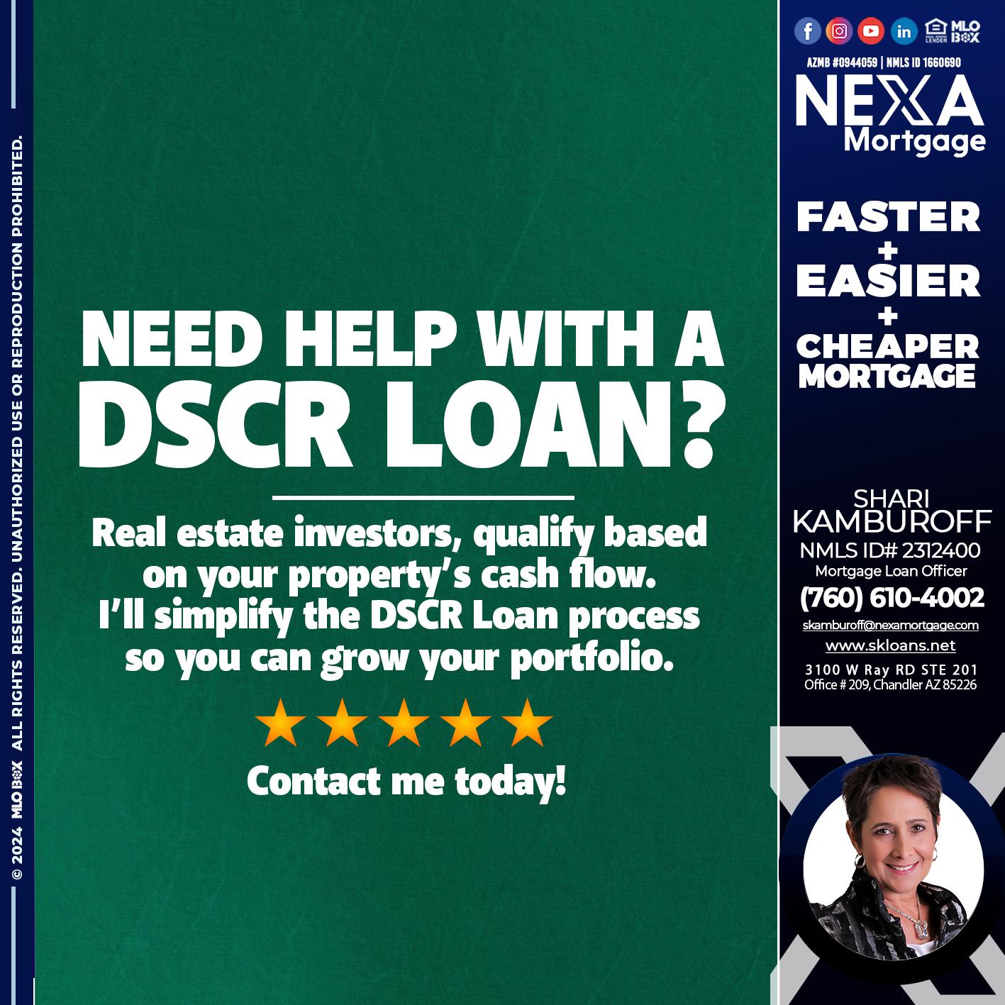 NEED HELP WITH - Shari Kamburoff -Mortgage Loan Officer