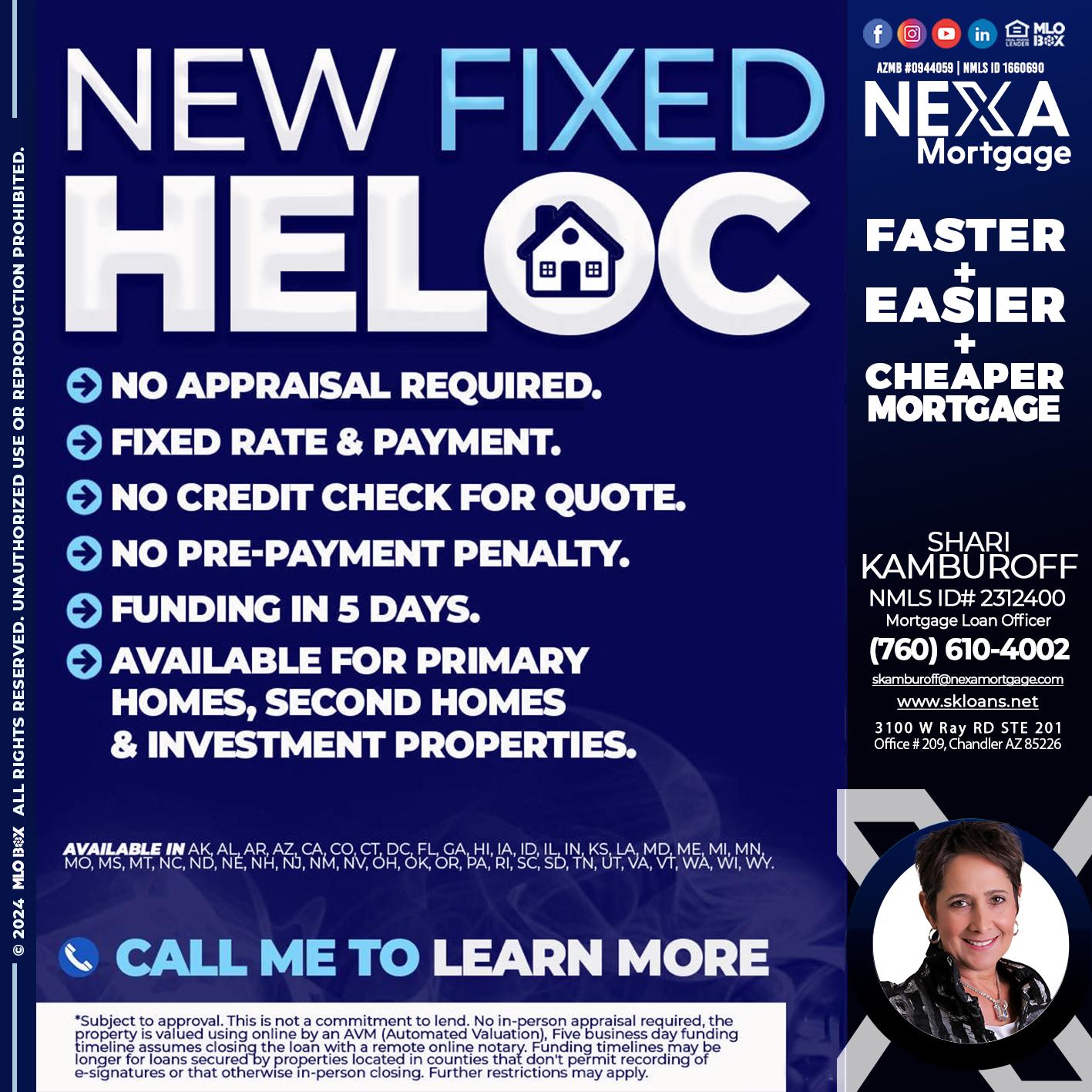 NEW FIXED HELOC - Shari Kamburoff -Mortgage Loan Officer