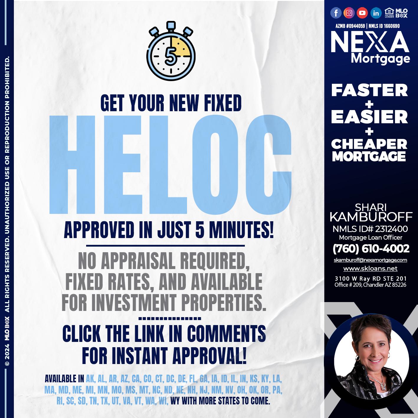 HELOC 5 MINUTES - Shari Kamburoff -Mortgage Loan Officer