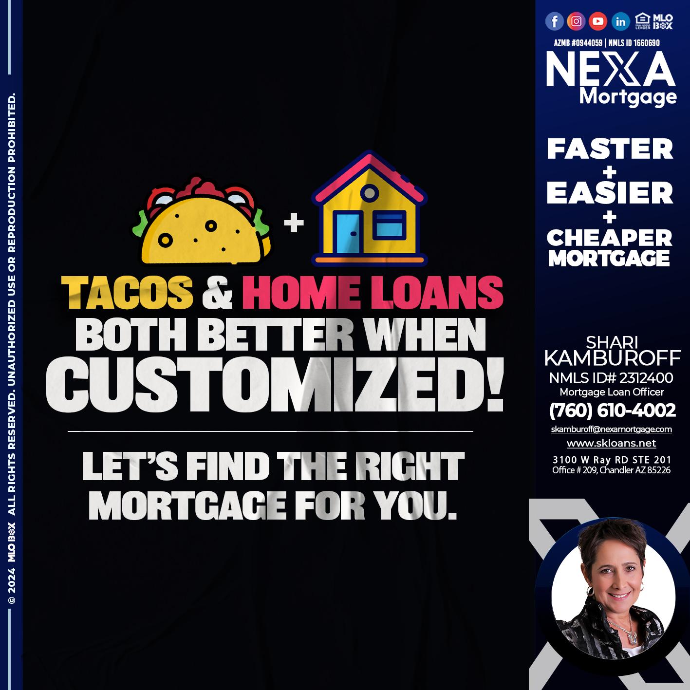 TACOS & HOME LOANS - Shari Kamburoff -Mortgage Loan Officer