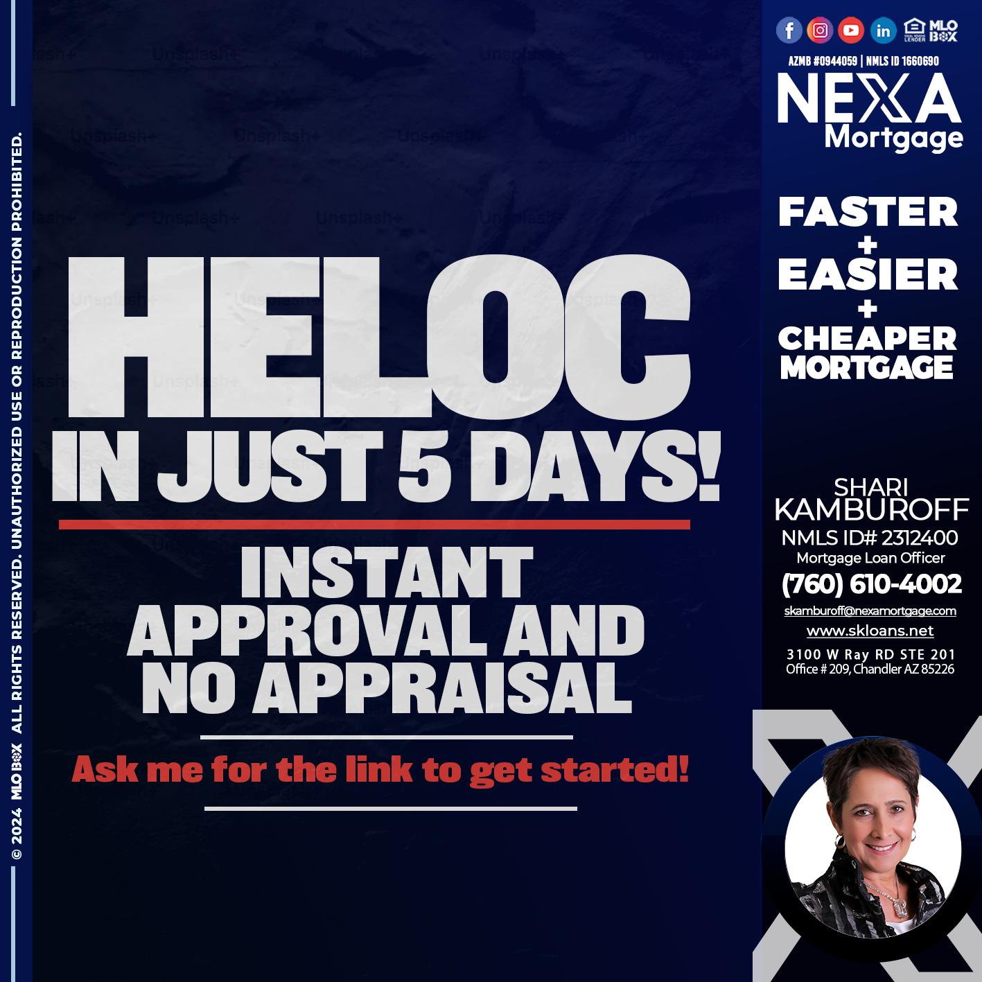 HELOC IN JUST 5 DAYS - Shari Kamburoff -Mortgage Loan Officer