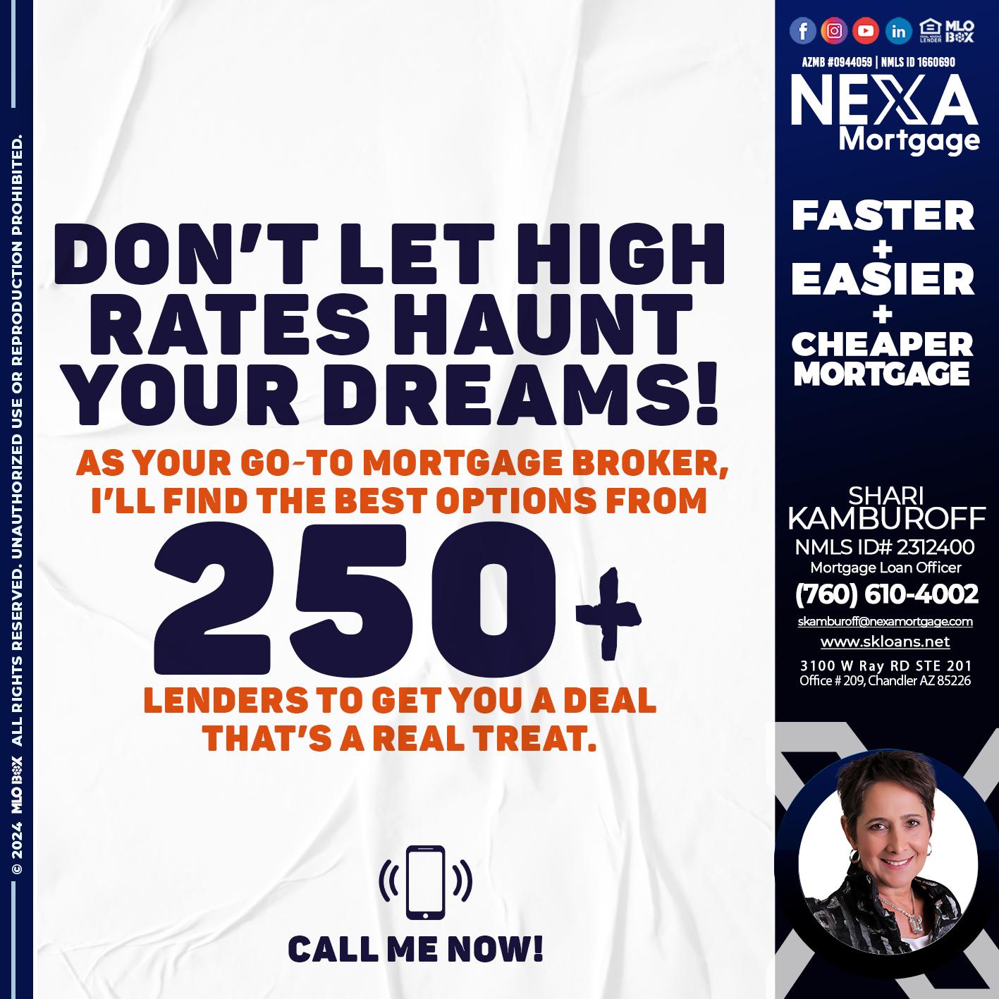 250 + LENDERS - Shari Kamburoff -Mortgage Loan Officer