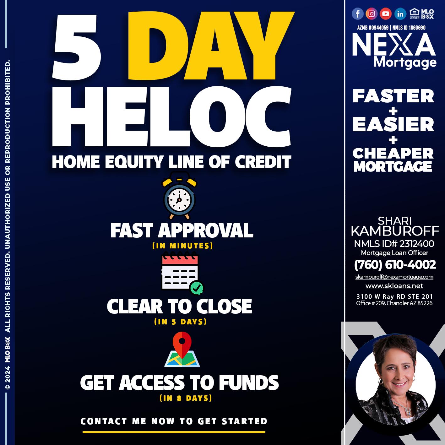5 DAY HELOC - Shari Kamburoff -Mortgage Loan Officer
