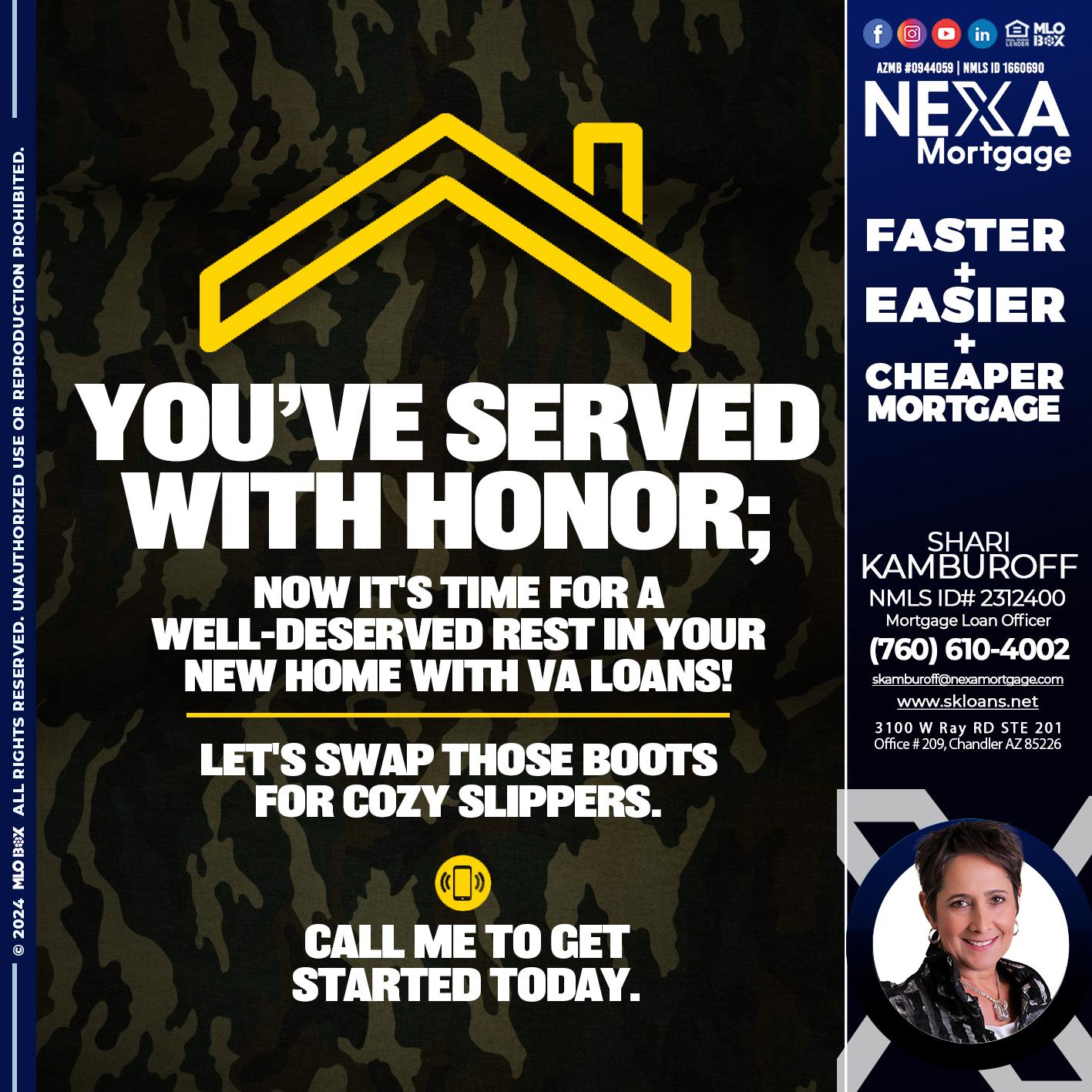 YOU´VE SERVED - Shari Kamburoff -Mortgage Loan Officer