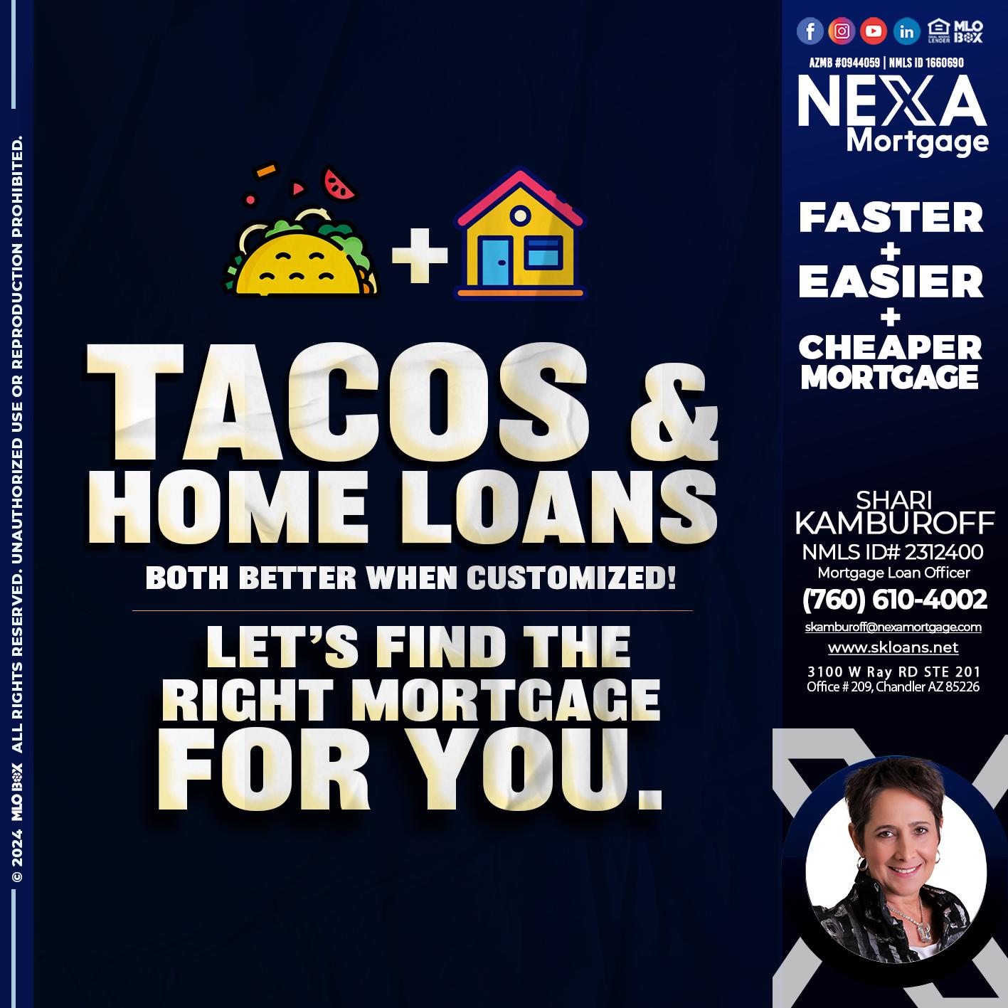 TACOS & LOANS - Shari Kamburoff -Mortgage Loan Officer