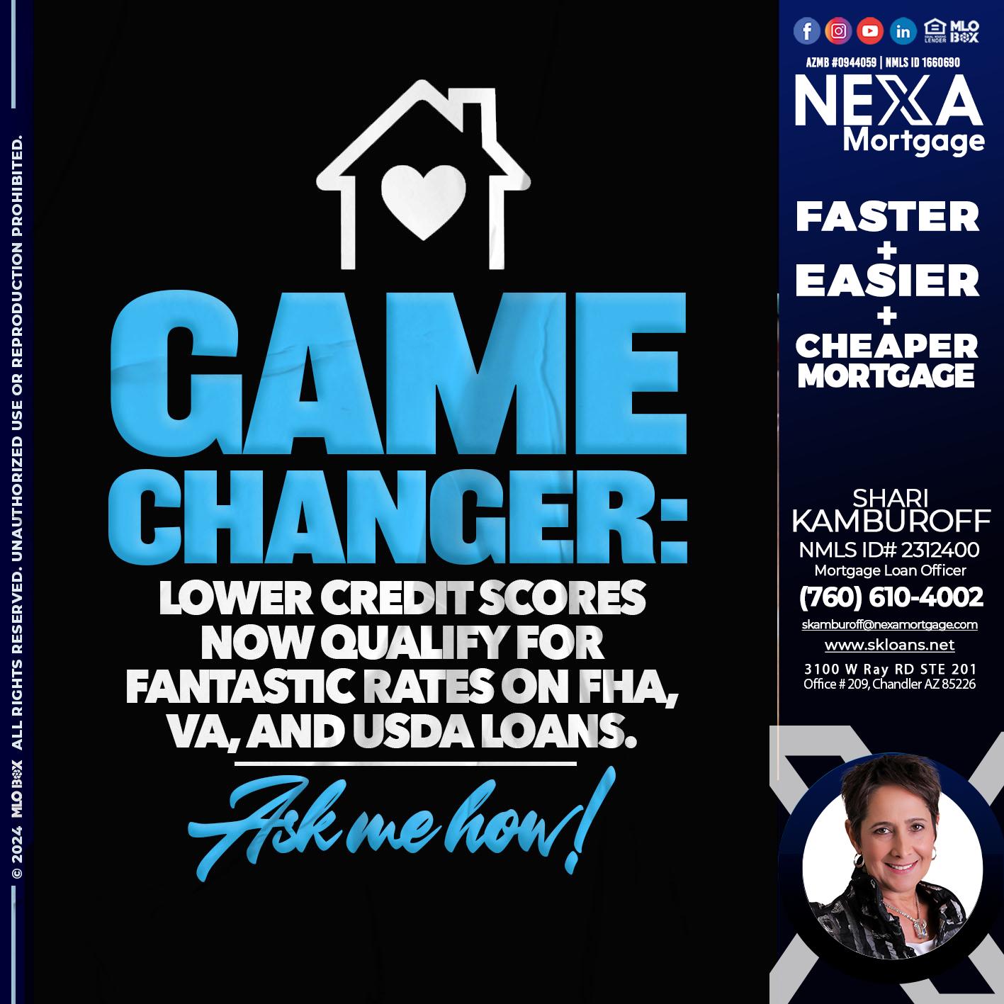 GAME CHANGER - Shari Kamburoff -Mortgage Loan Officer