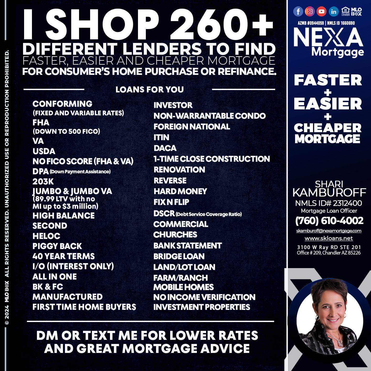 i shop 260+ - Shari Kamburoff -Mortgage Loan Officer