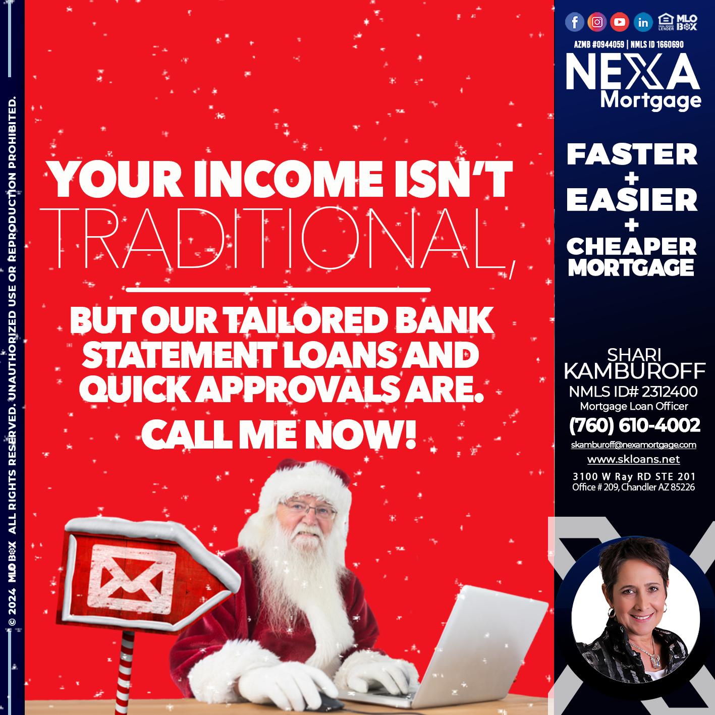 YOUR INCOME ISN´T - Shari Kamburoff -Mortgage Loan Officer