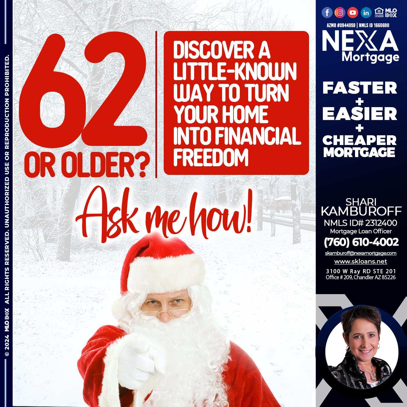 62 OR OLDER - Shari Kamburoff -Mortgage Loan Officer