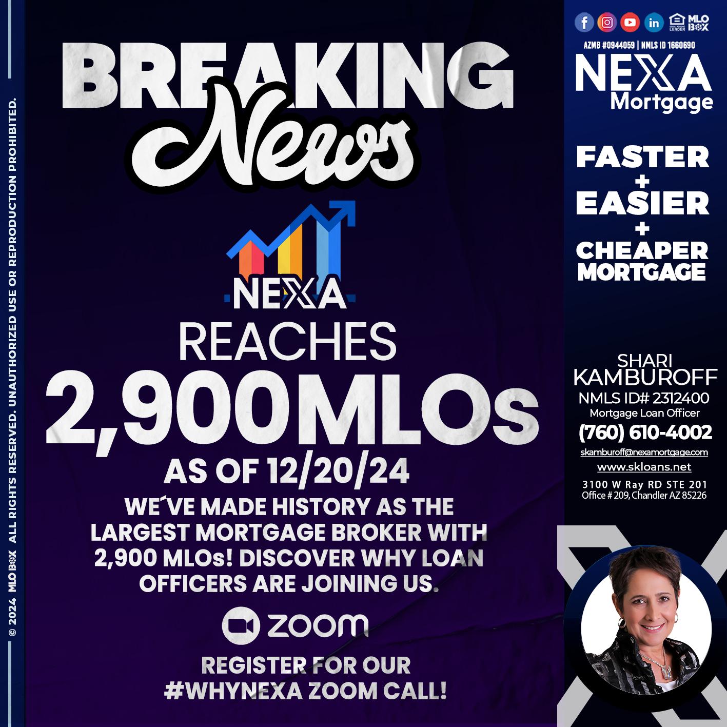 BREAKING NEWS - Shari Kamburoff -Mortgage Loan Officer