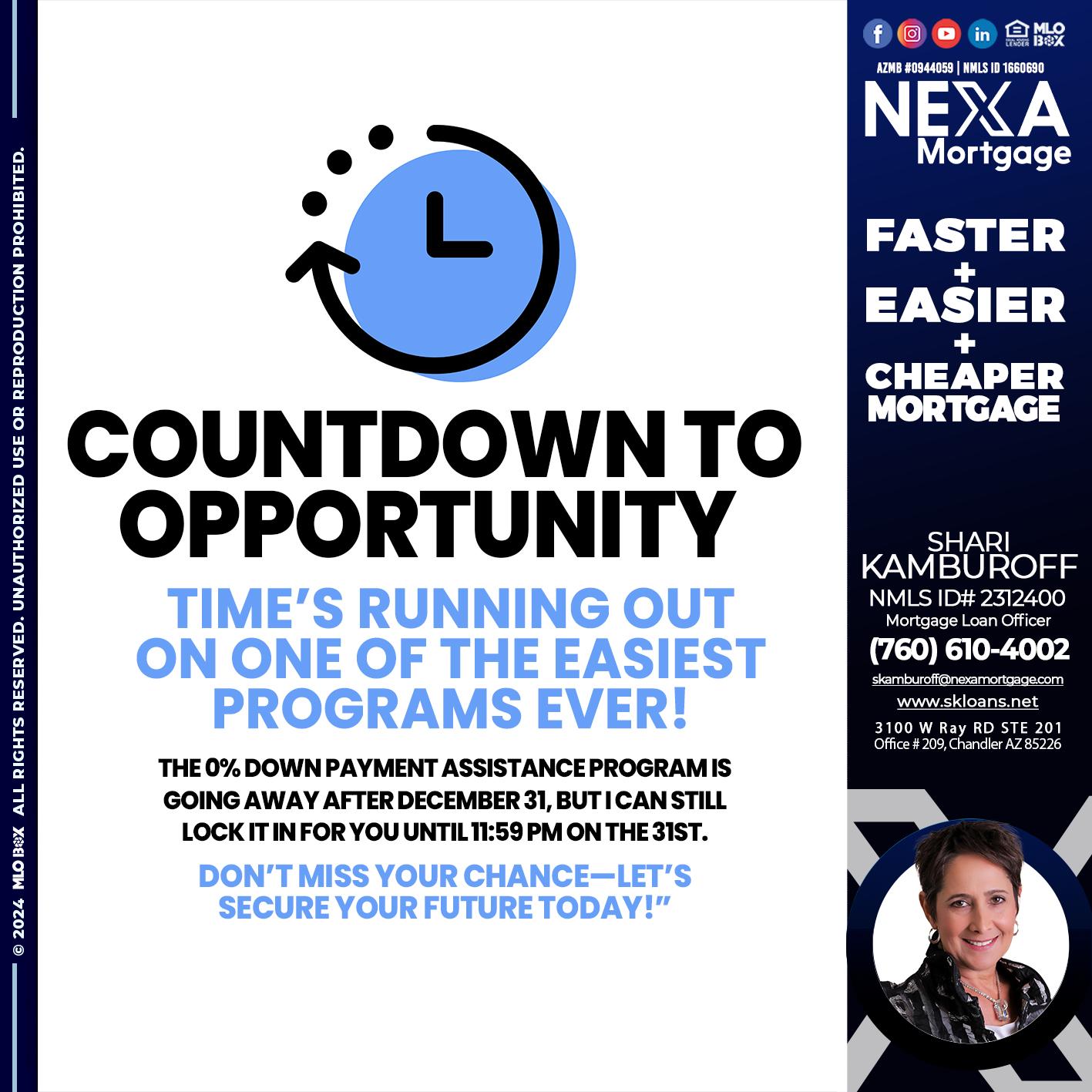 COUNTDOWN - Shari Kamburoff -Mortgage Loan Officer
