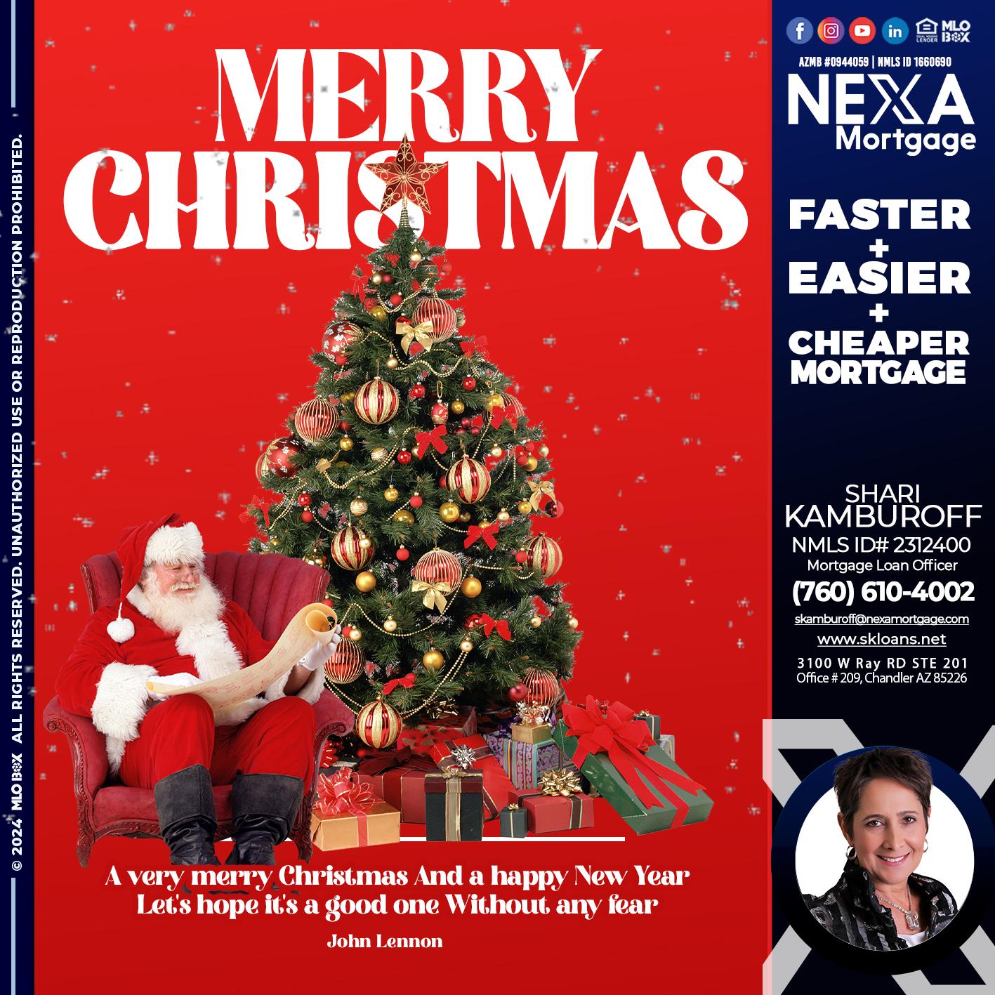 MERRY CHRISTMASS - Shari Kamburoff -Mortgage Loan Officer