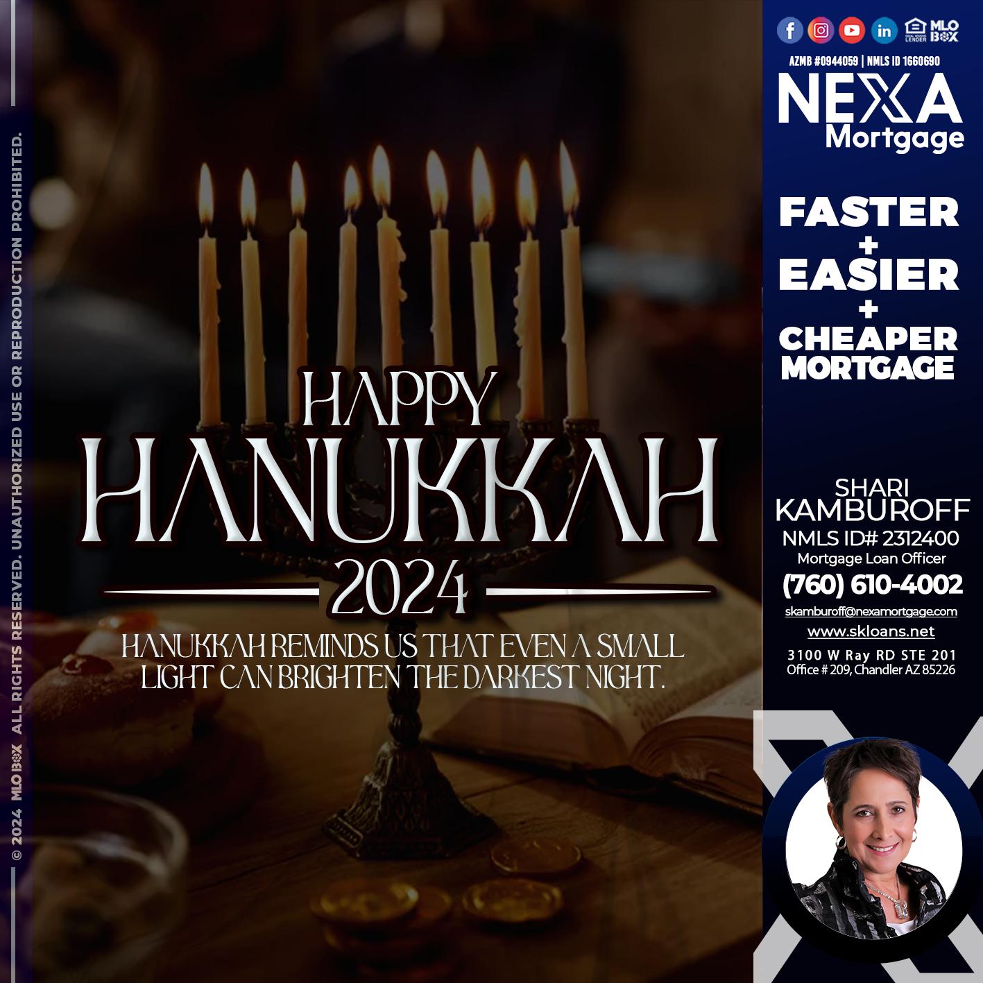 happy hanukkah - Shari Kamburoff -Mortgage Loan Officer