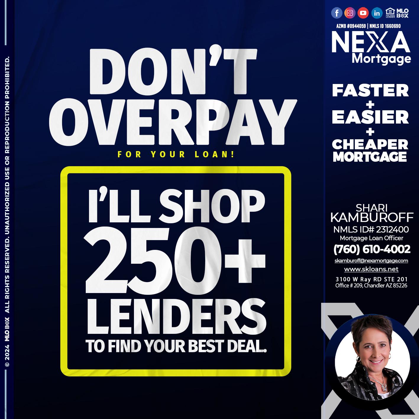 dont overpay - Shari Kamburoff -Mortgage Loan Officer