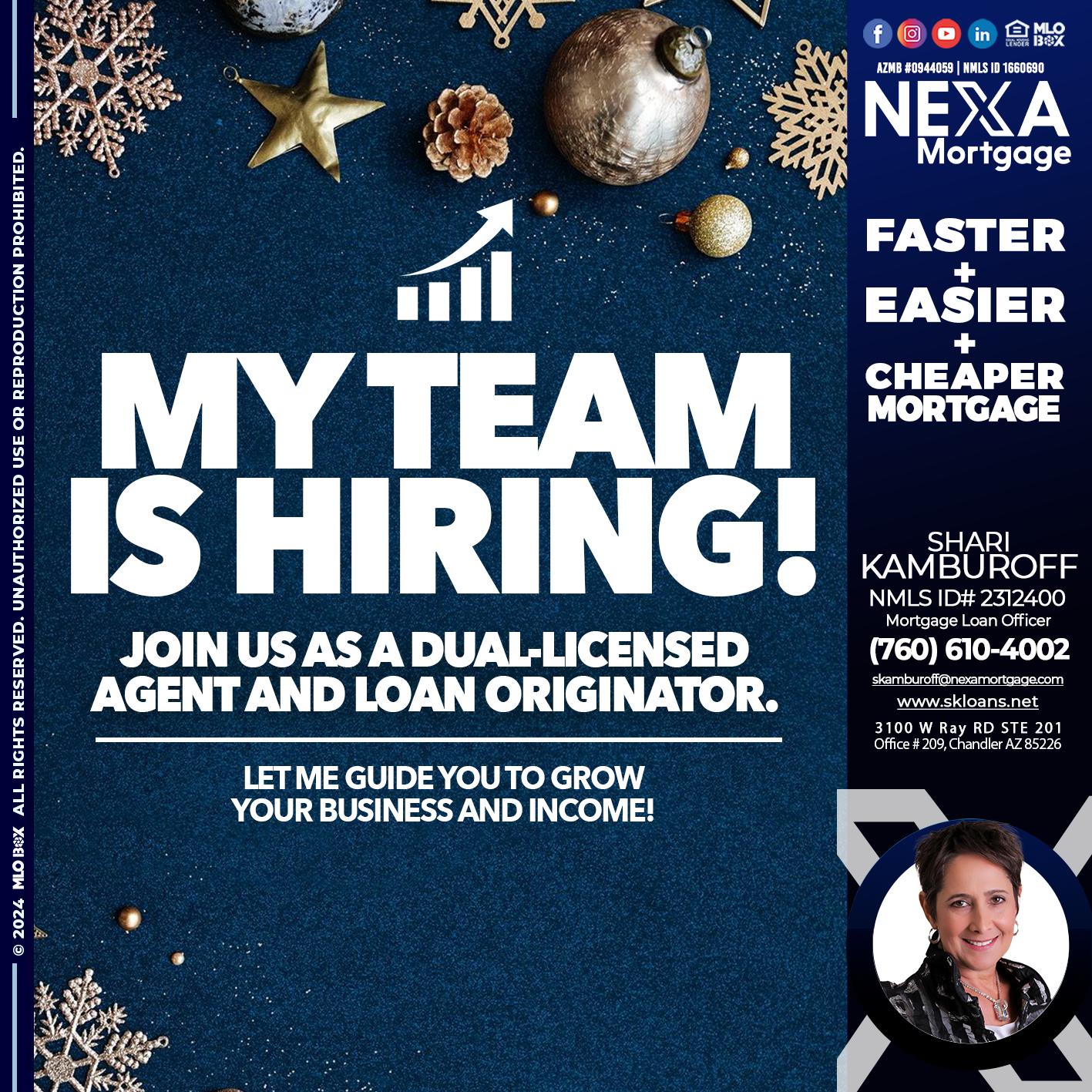 my team is hiring - Shari Kamburoff -Mortgage Loan Officer