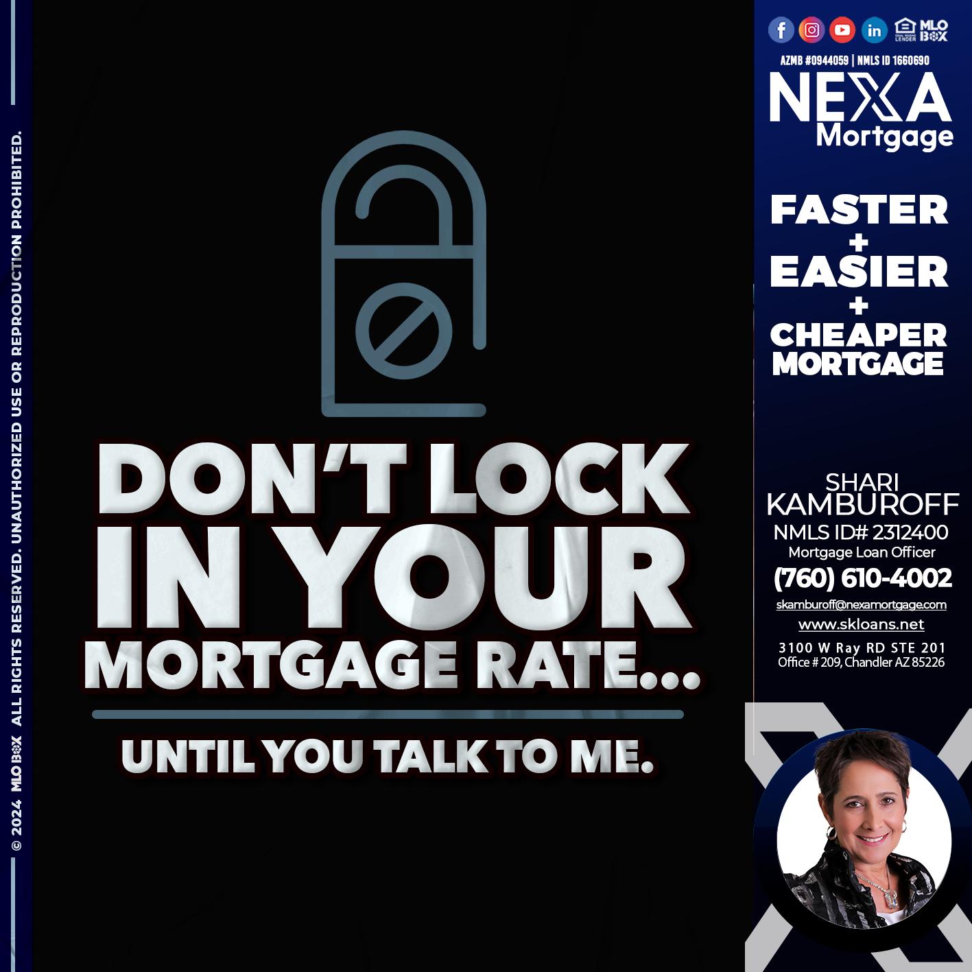 DONT LOCK - Shari Kamburoff -Mortgage Loan Officer