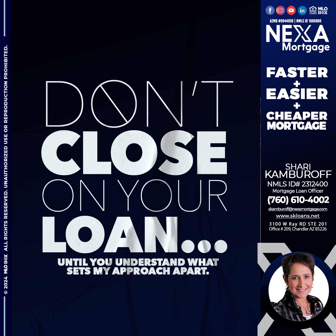 DONT CLOSE - Shari Kamburoff -Mortgage Loan Officer