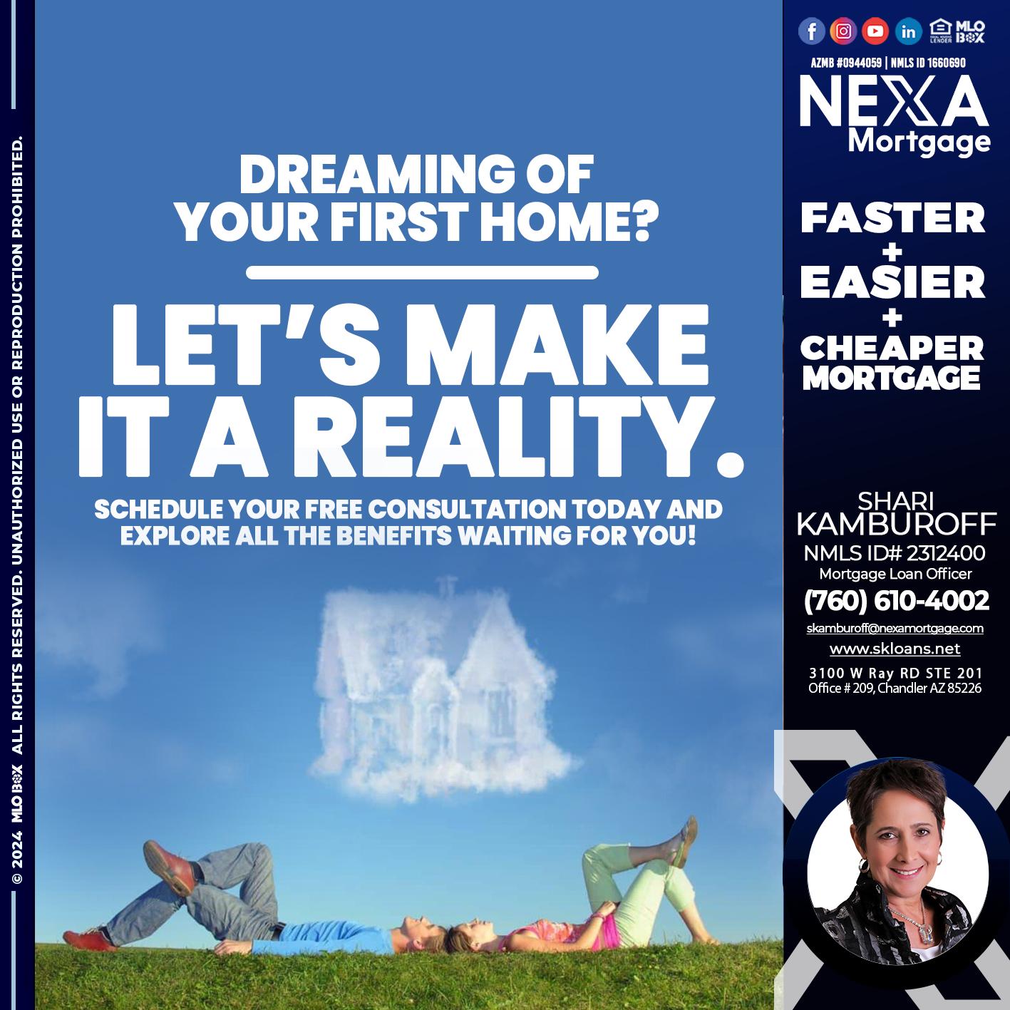 LETS MAKE IT REALITY - Shari Kamburoff -Mortgage Loan Officer