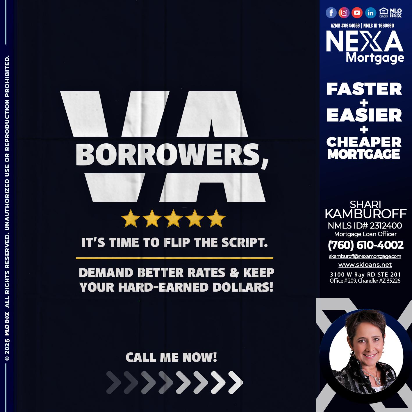 VA BORROWERS - Shari Kamburoff -Mortgage Loan Officer