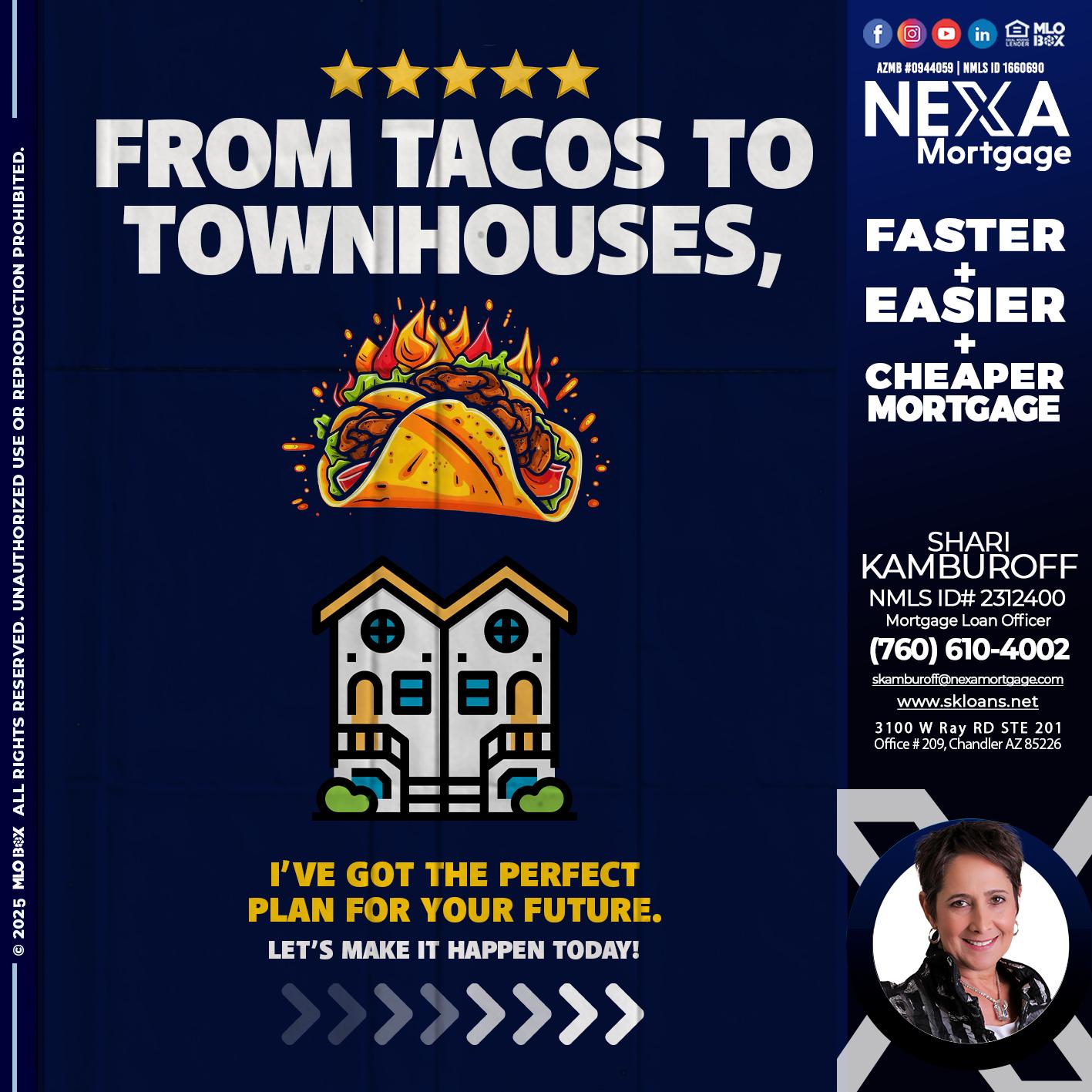 from tacos to townhomes - Shari Kamburoff -Mortgage Loan Officer