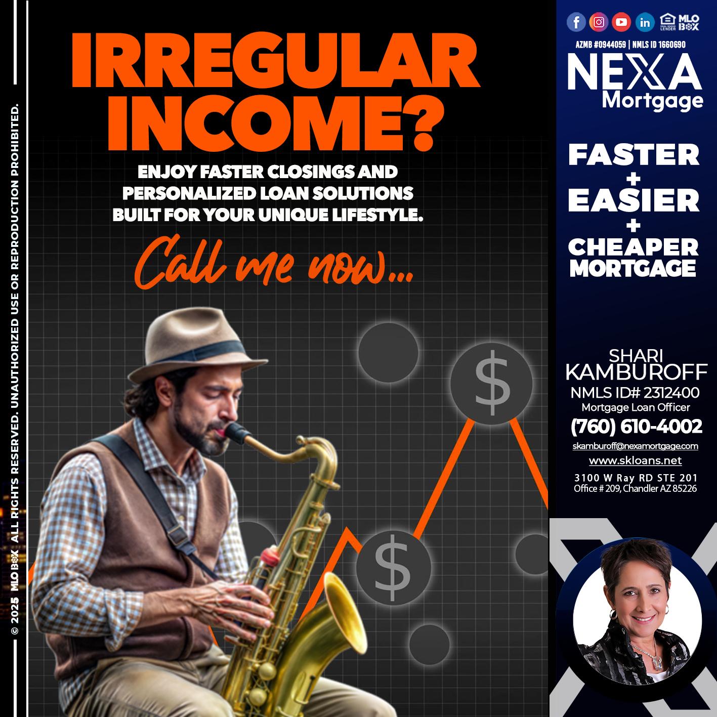 IRREGULAR INCOME - Shari Kamburoff -Mortgage Loan Officer