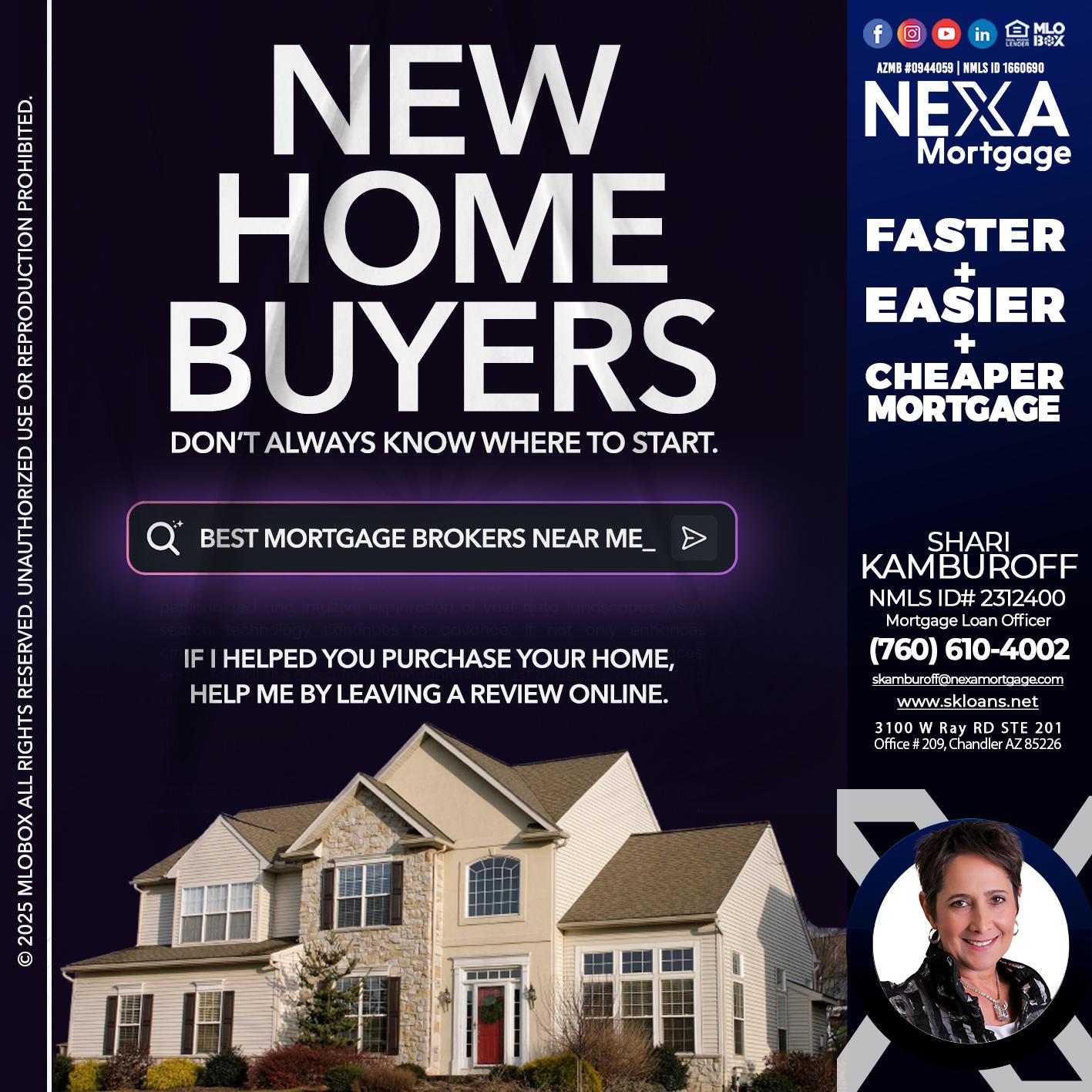NEW HOME BUYERS - Shari Kamburoff -Mortgage Loan Officer
