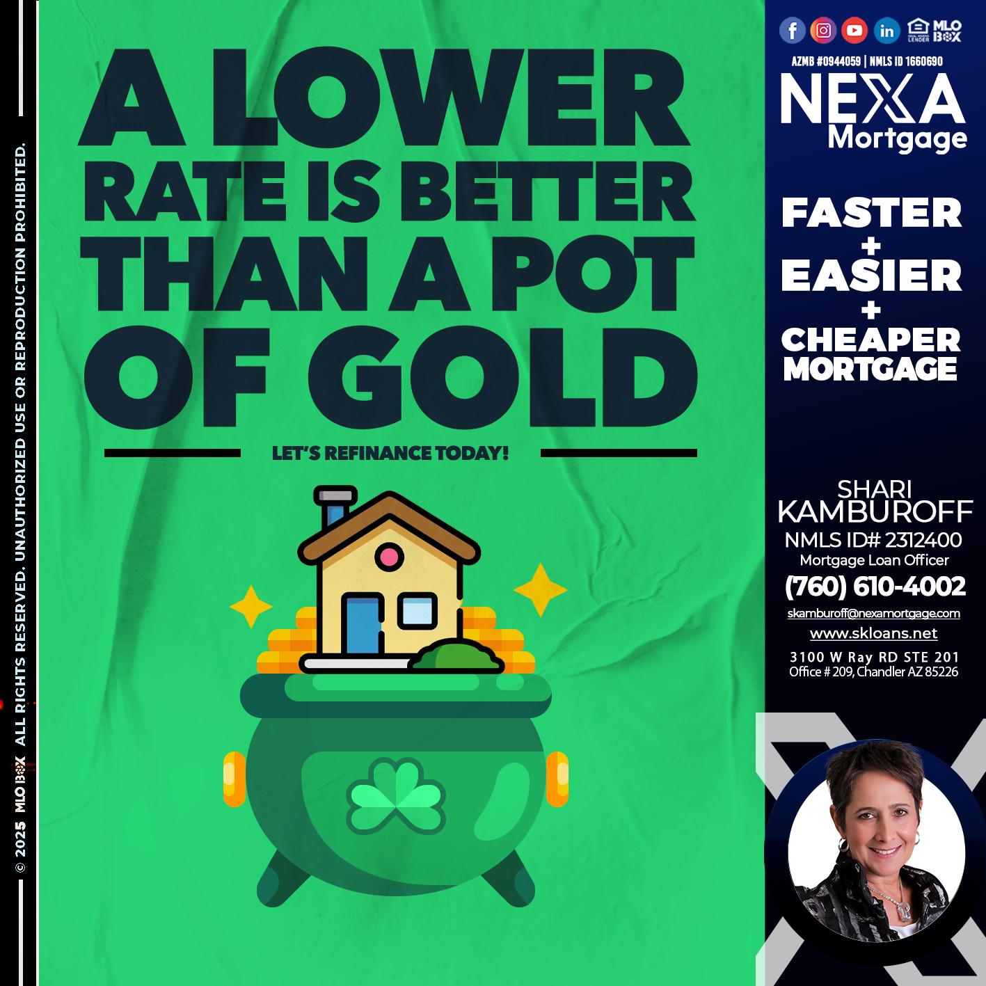 A LOWER RATE - Shari Kamburoff -Mortgage Loan Officer