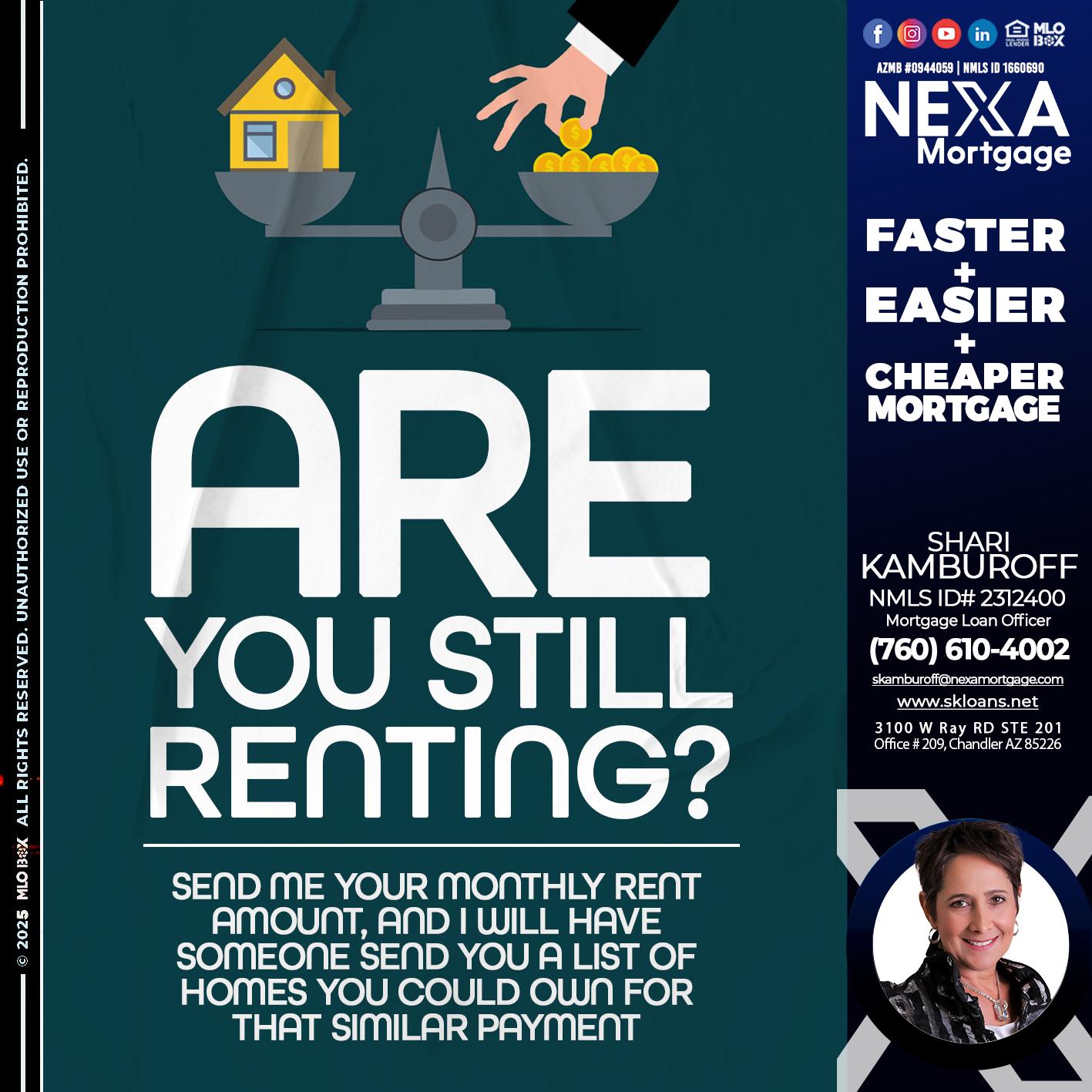 ARE YOU STILL RENTING? - Shari Kamburoff -Mortgage Loan Officer