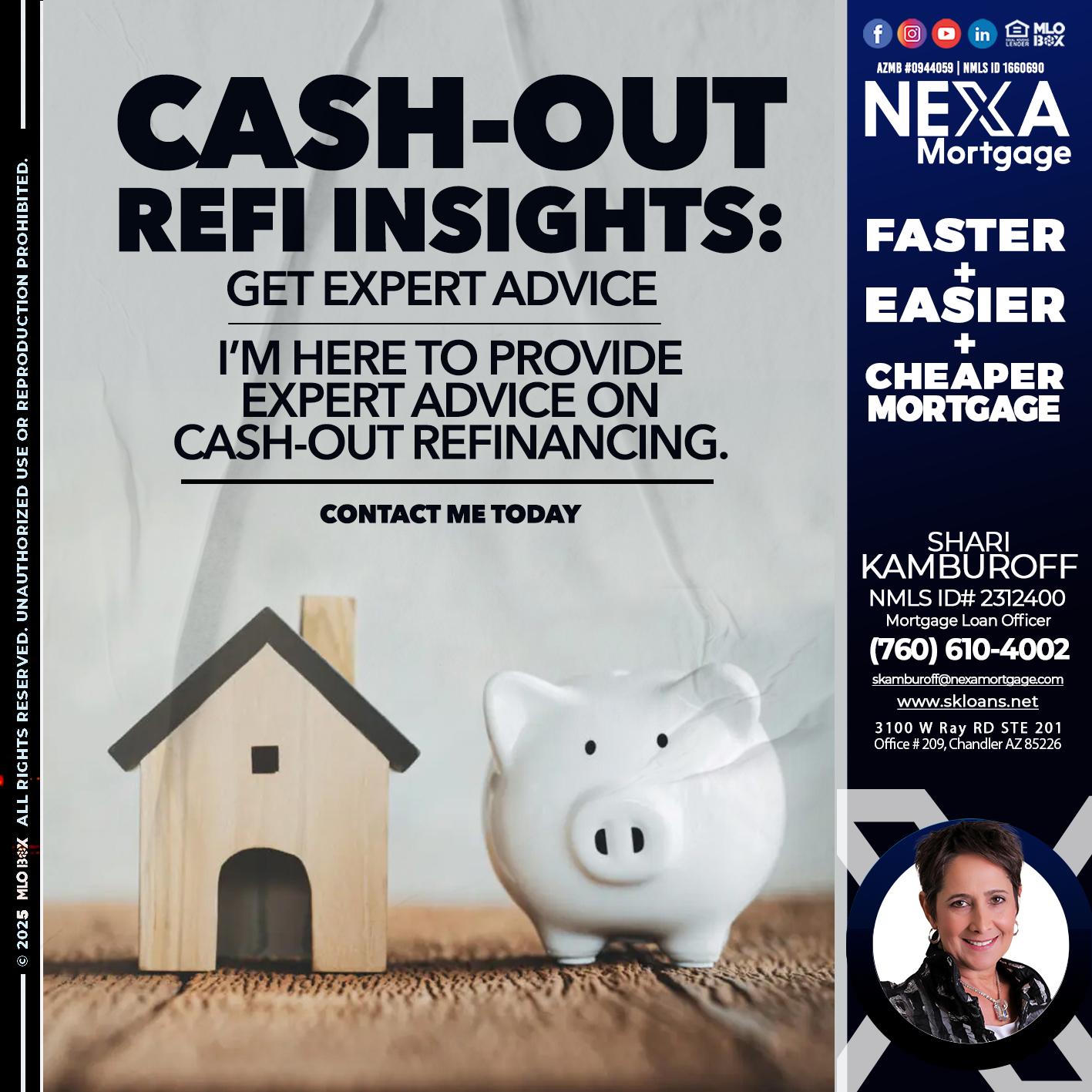 CASH OUT - Shari Kamburoff -Mortgage Loan Officer
